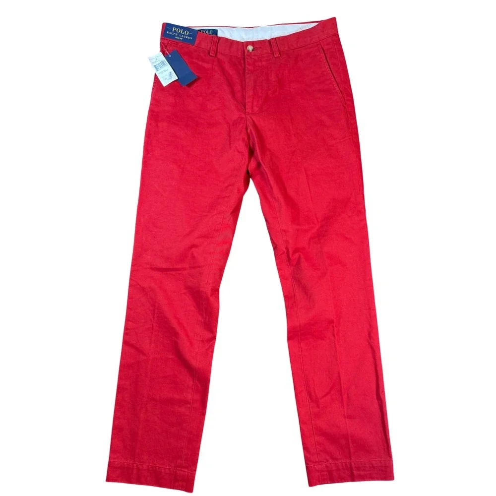 Polo Ralph Lauren Slim Fit Chino Pants Mens 32x32 Red Cotton Twill NWT